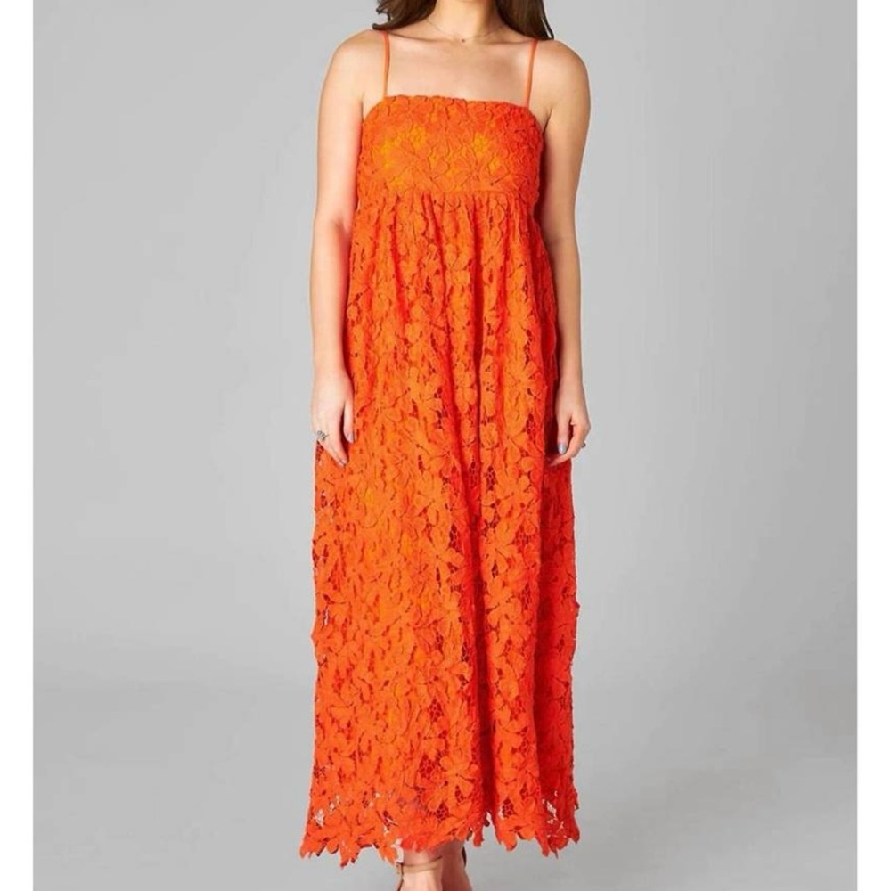 Buddy Love Orange Lace Maxi Dress